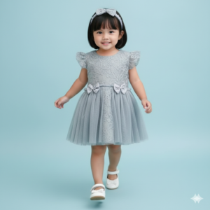 dress anak warna silver